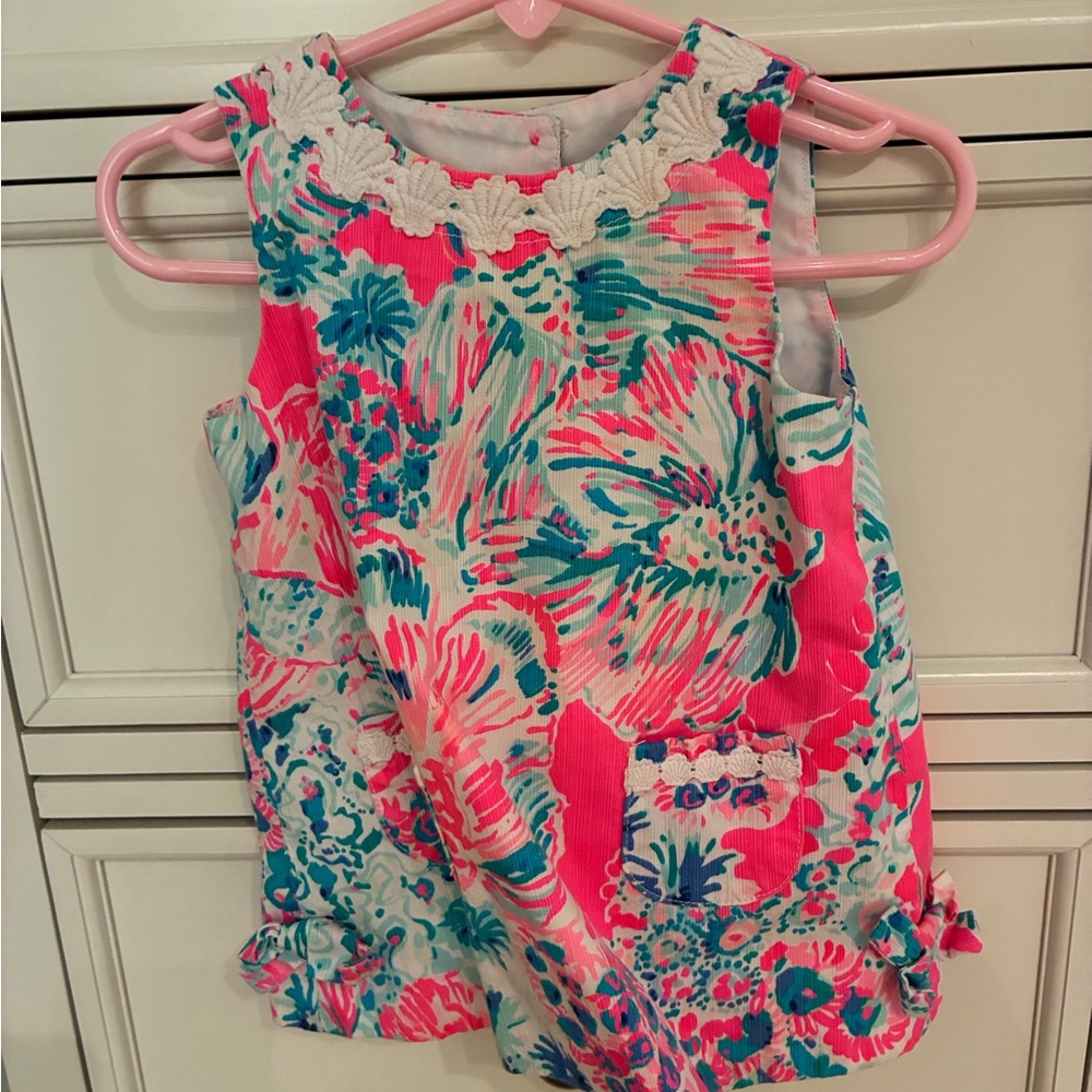 Lilly Pulitzer Coral Pink and Aqua Infant Dress